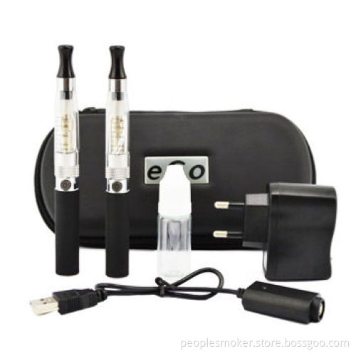 E-cigarette with 2pcs cartomizers 2pcs batteries 1pc USB charger 1pc wall charger 1pc empty bottle
